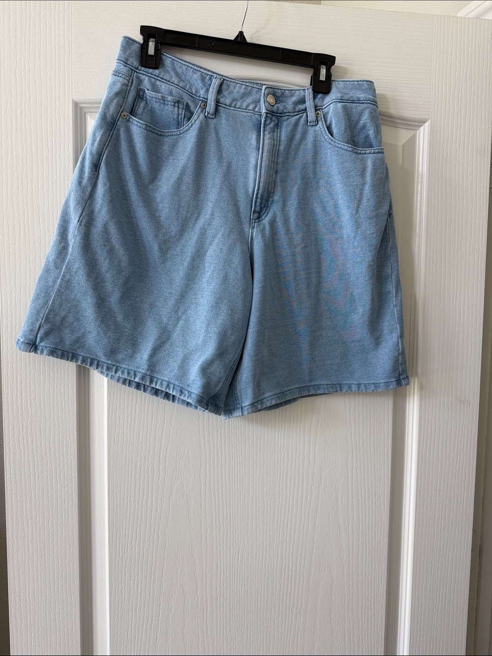 Good American Light Blue High-Rise Denim Shorts